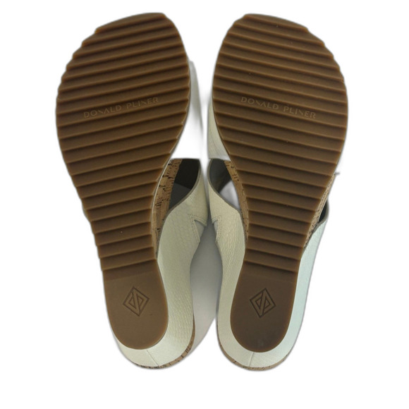 Donald Pliner Wedge Sandals Women’s Size 7.5 Color White Leather Cork Heel - Picture 6 of 11